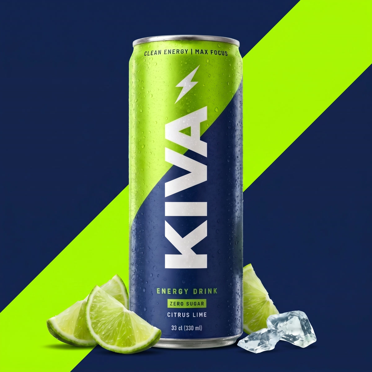 Canette Kiva sur fond vert et bleu