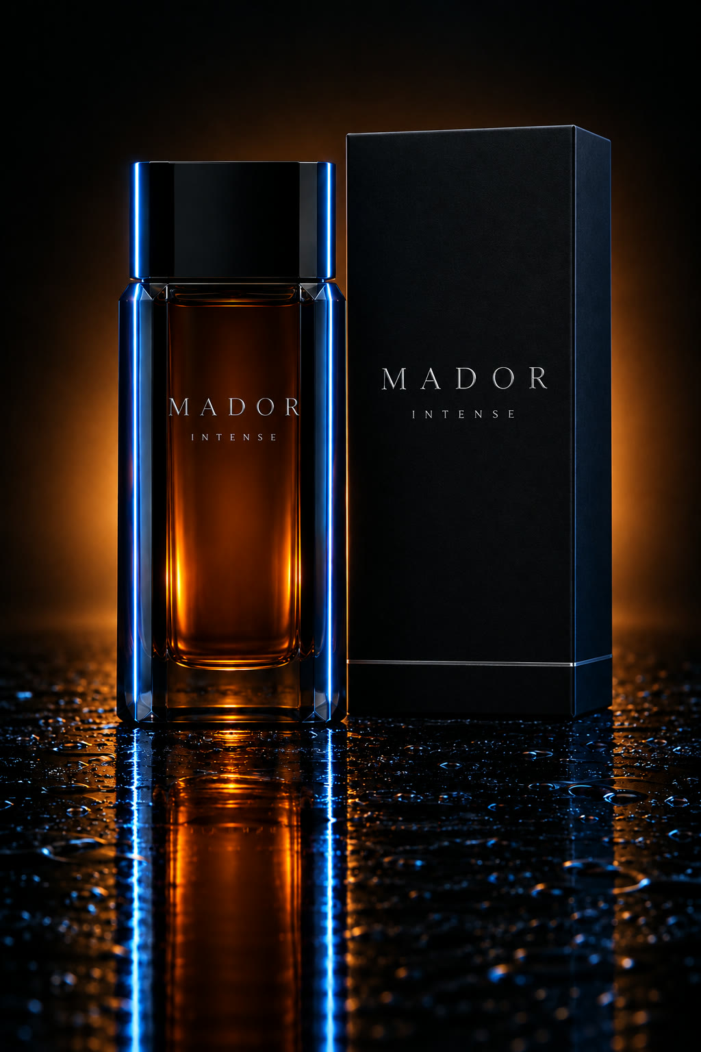 Flacon de parfum Mador et son coffret noir