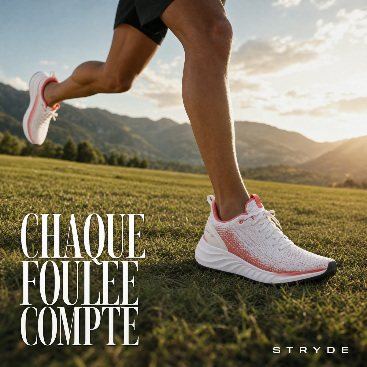 Stryde — « Chaque foulée compte », coureur dans l'herbe
