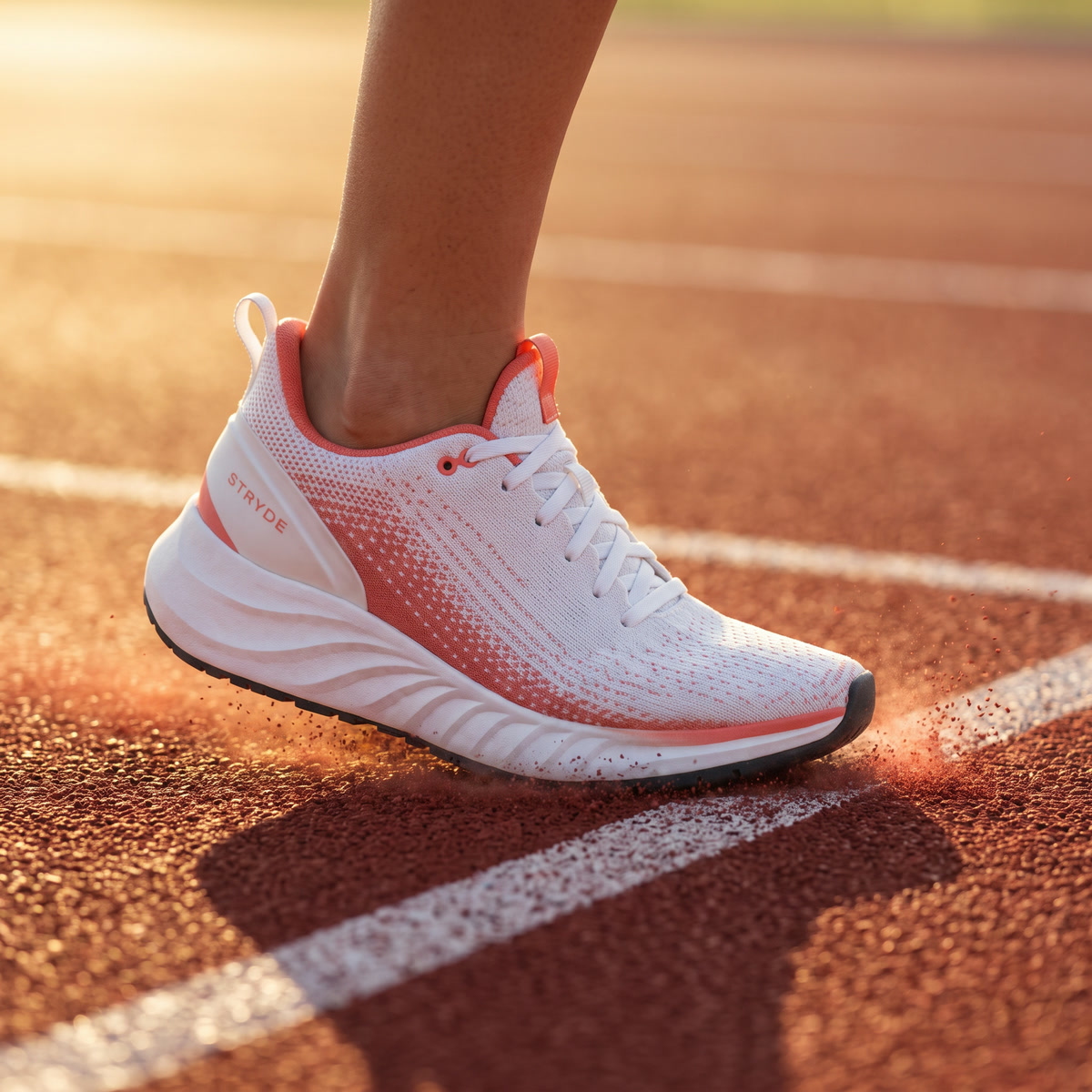 Chaussure de course Stryde sur une piste d'athlétisme
